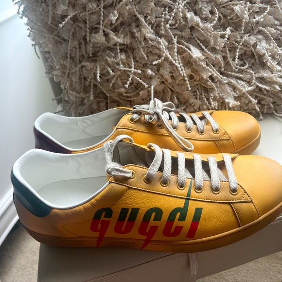 NEW GUCCI Distressed Calfskin Mens Ace Blade Sneakers - Picture 4 of 6